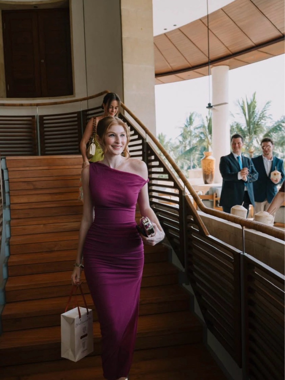 REVOLVE Magenta One-Shoulder Ruched Evening Gown